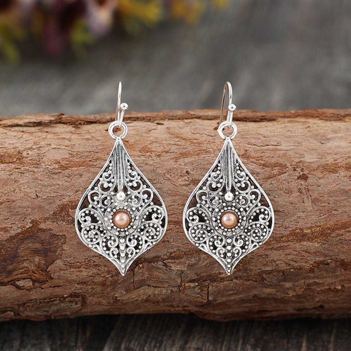 Silver-Plated Cutout Dangle Boho Earrings - Spirit and Rebel [Spirit and Rebel]   