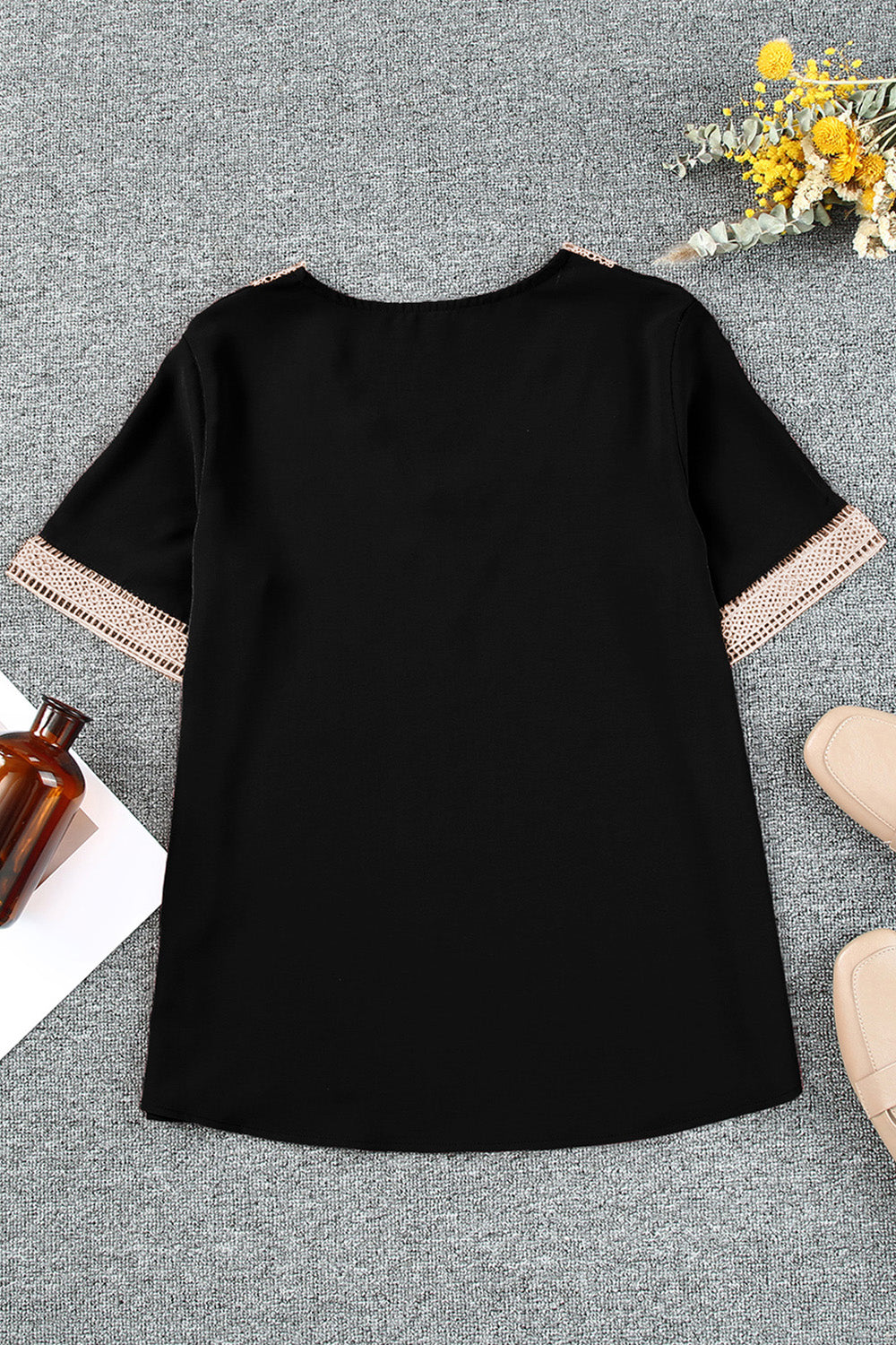 Plus Size V-Neck Short Sleeve Blouse [Spirit and Rebel]   