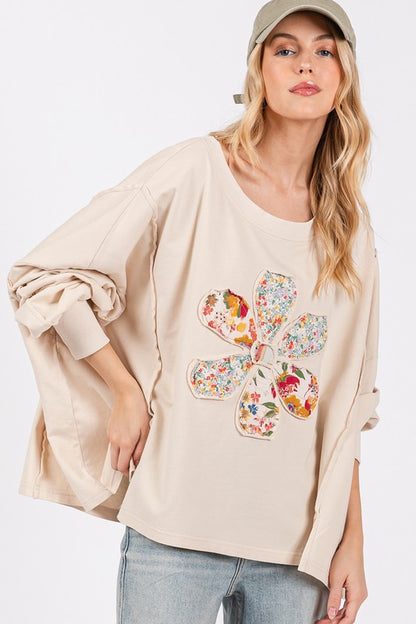 Flower Patch Dropped Shoulder Oversize Top [Spirit and Rebel]