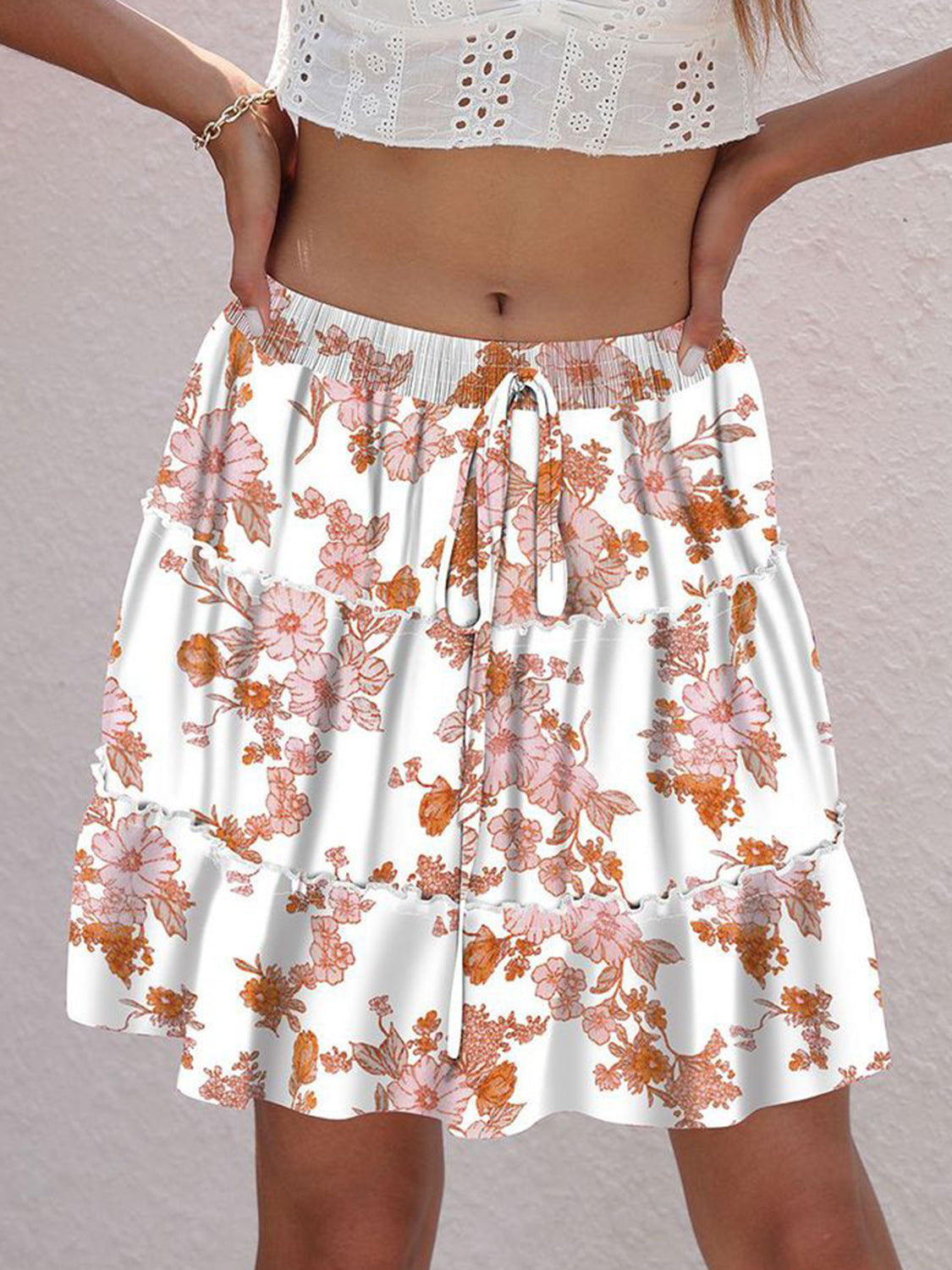 Printed Elastic Waist Boho Boho Mini Skirt [Spirit and Rebel]   