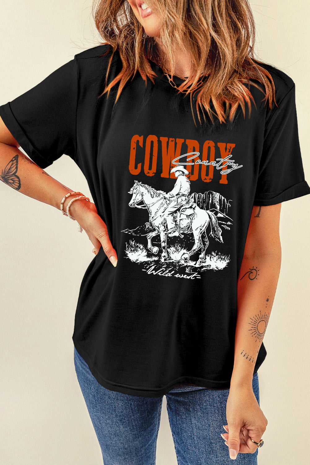 COWBOY Round Neck Short Sleeve T-Shirt [Spirit and Rebel]   