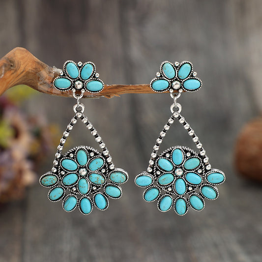 Artificial Turquoise Teardrop Boho Earrings - Spirit and Rebel [Spirit and Rebel] Silver One Size 