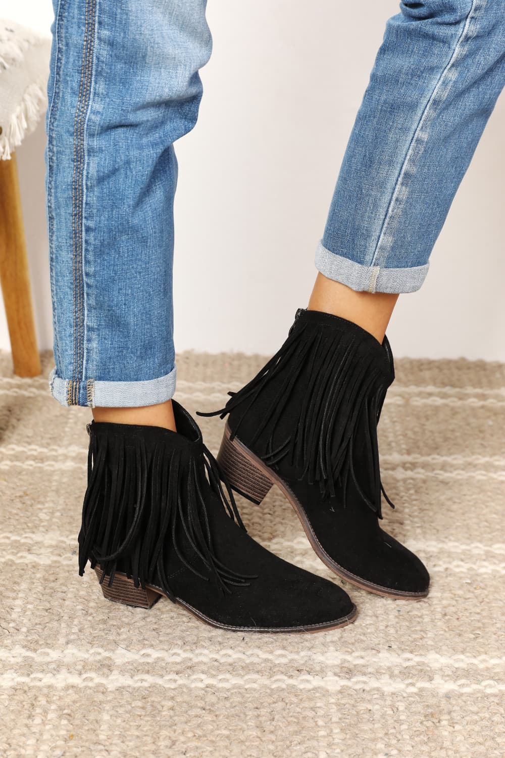 Legend Women's Fringe Cowboy Western Ankle Boots [Spirit and Rebel] Black 6 