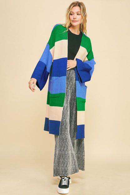 Color Block Kimono Sleeve Open Front Cardigan [Spirit and Rebel]