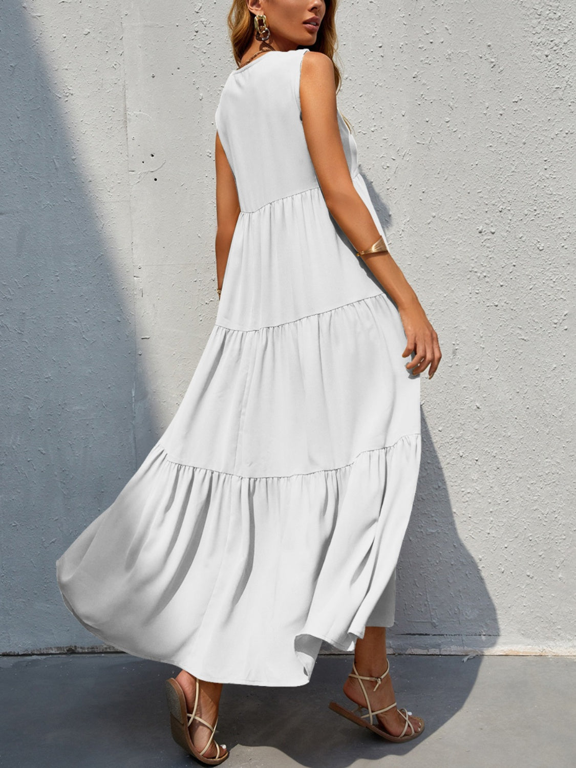 Boho Chic  Tiered V-Neck Sleeve Dress [Spirit and Rebel]   