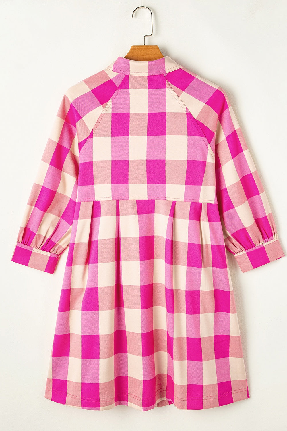 Spirit and Rebel Plaid Button Up Long Sleeve Boho Chic Shirt Dress [Spirit and Rebel]   