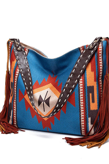 Geometric Canvas Tote Boho Bag - Spirit and Rebel [Spirit and Rebel]   