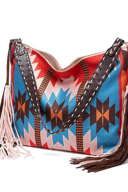 Geometric Canvas Tote Boho Bag - Spirit and Rebel [Spirit and Rebel]   