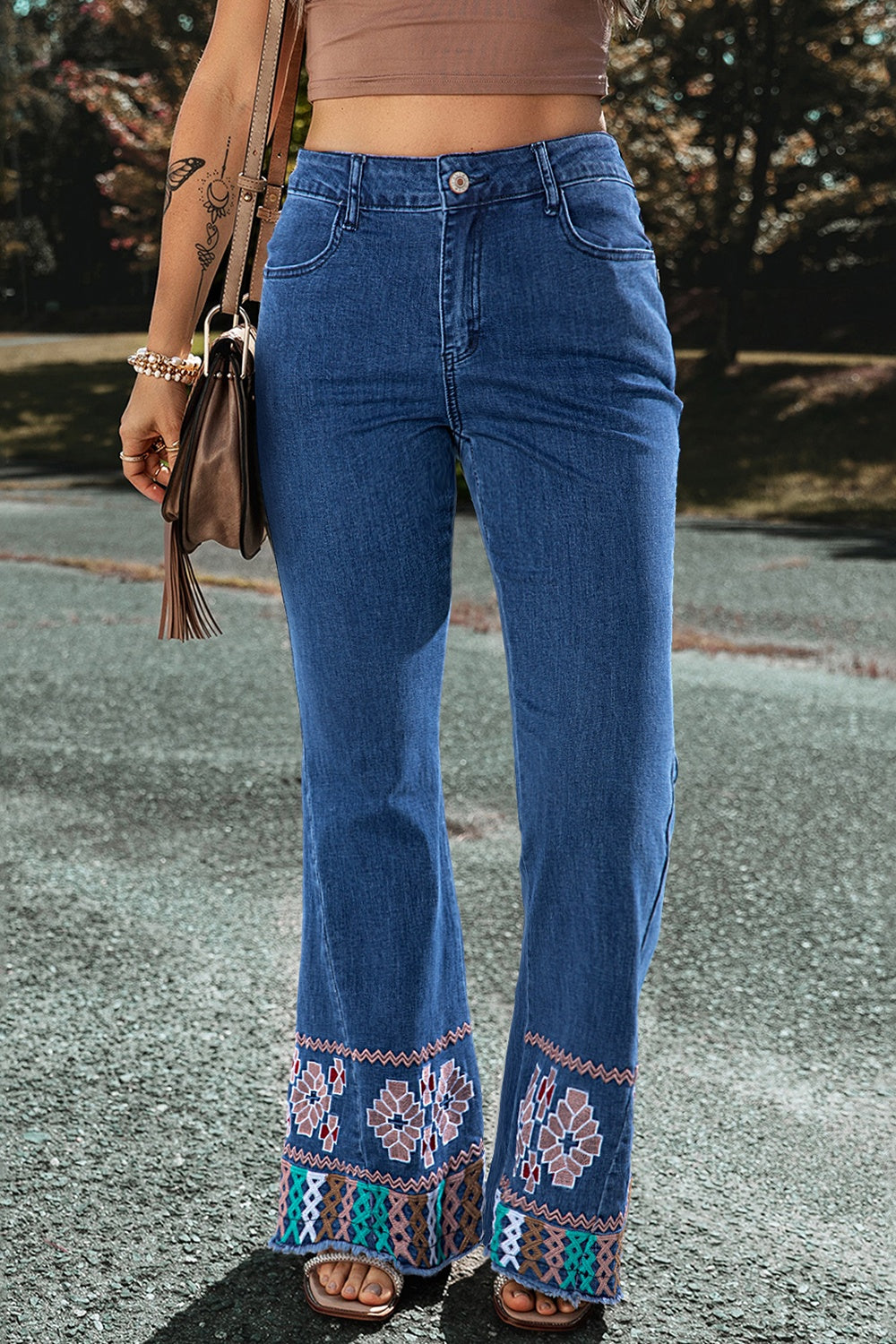 Embroidered Bootcut Boho Jeans - Spirit and Rebel [Spirit and Rebel] Medium 6 