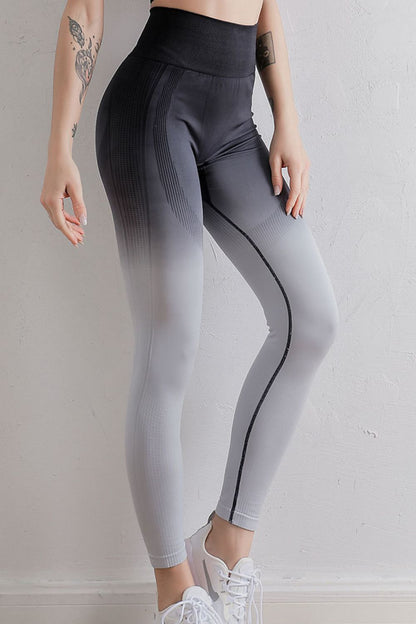 Gradient High Waist Sports Leggings [Spirit and Rebel] Black/White S