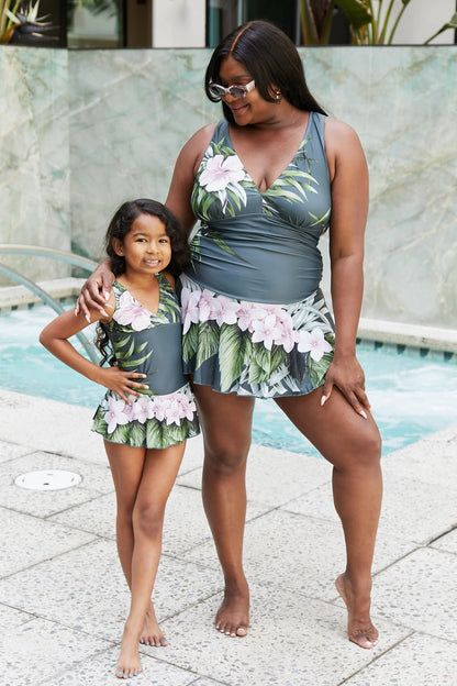 Marina West Swim Plus Size Clear Waters Swim Dress in Aloha Forest Mother Daughter Swimwear [Spirit and Rebel] Aloha Forest S