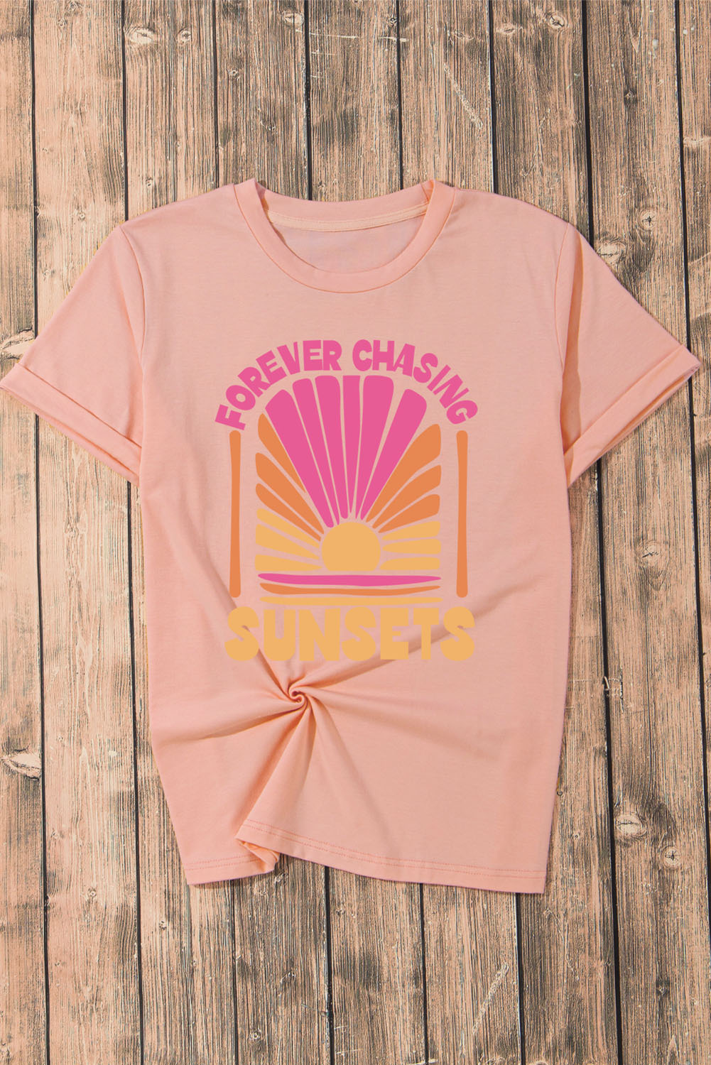 FOREVER CHASING SUNSETS Round Neck T-Boho Shirt - Spirit and Rebel [Spirit and Rebel]   