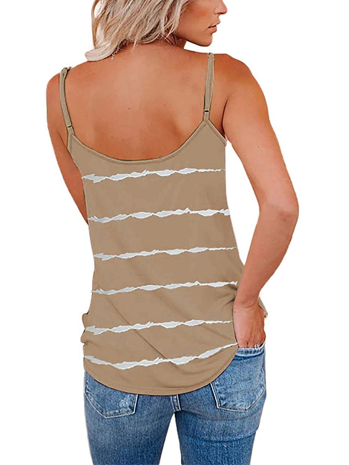 Plus Size Striped V-Neck Boho Cami - Spirit and Rebel [Spirit and Rebel]   