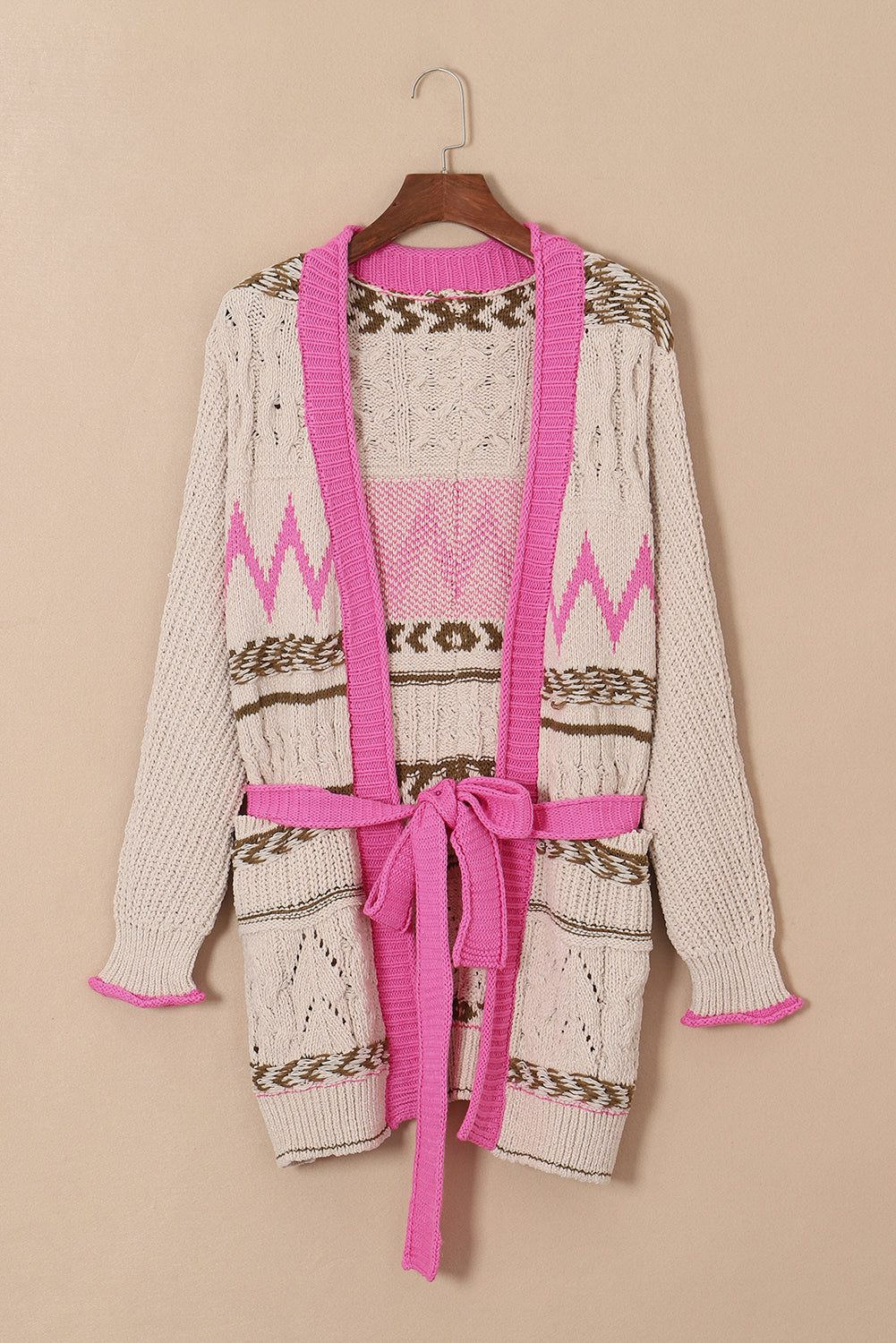 Contrast Tied Open Front Boho Cardigan [Spirit and Rebel]