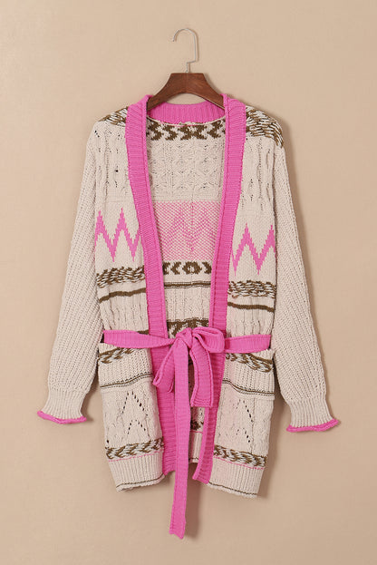 Contrast Tied Open Front Boho Cardigan [Spirit and Rebel]