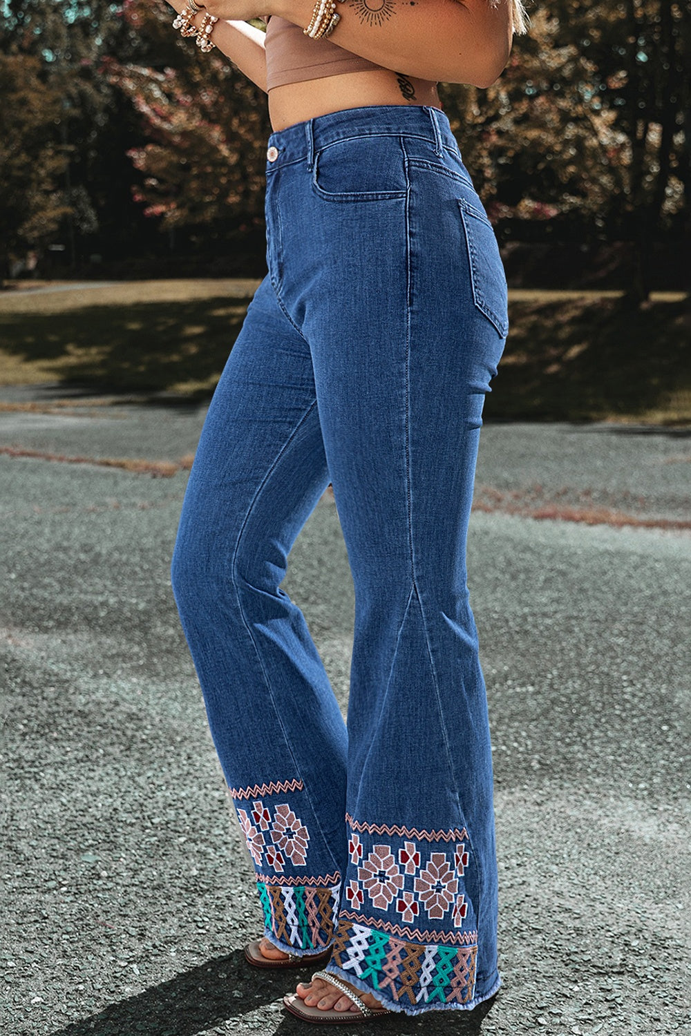 Embroidered Bootcut Boho Jeans - Spirit and Rebel [Spirit and Rebel]   