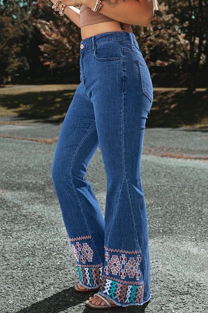 Embroidered Bootcut Boho Jeans - Spirit and Rebel [Spirit and Rebel]   