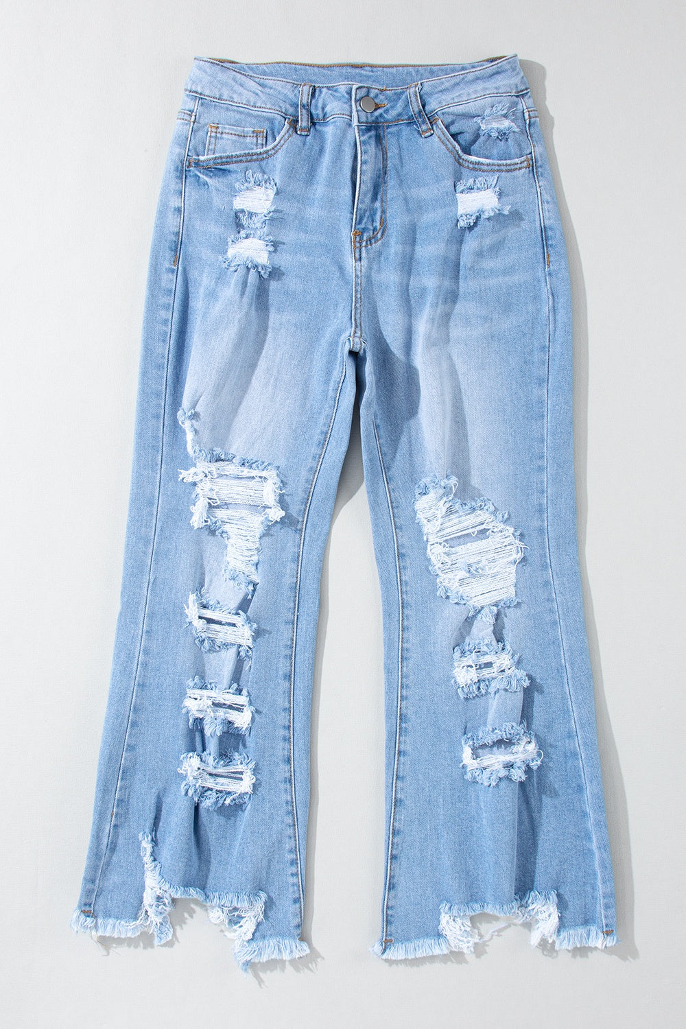 Distressed Raw Hem Boho Jeans with Pockets [Spirit and Rebel]   