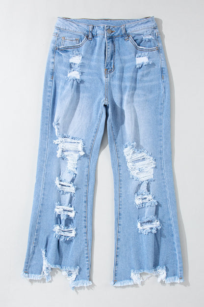 Distressed Raw Hem Boho Jeans with Pockets [Spirit and Rebel]   