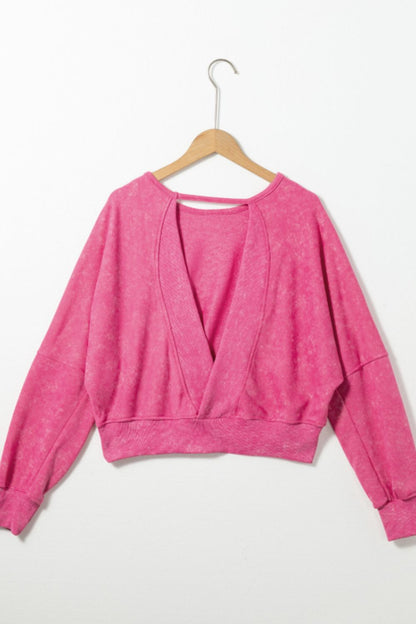 Cutout Round Neck Long Sleeve Sweatshirt [Spirit and Rebel]