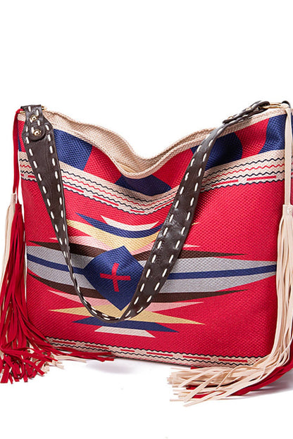 Geometric Canvas Tote Boho Bag - Spirit and Rebel [Spirit and Rebel]   