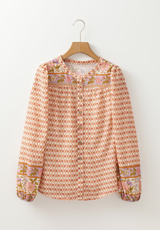 Printed Button Down Long Sleeve Shirt [Spirit and Rebel]