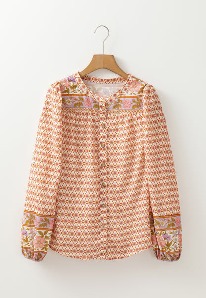 Printed Button Down Long Sleeve Shirt [Spirit and Rebel]