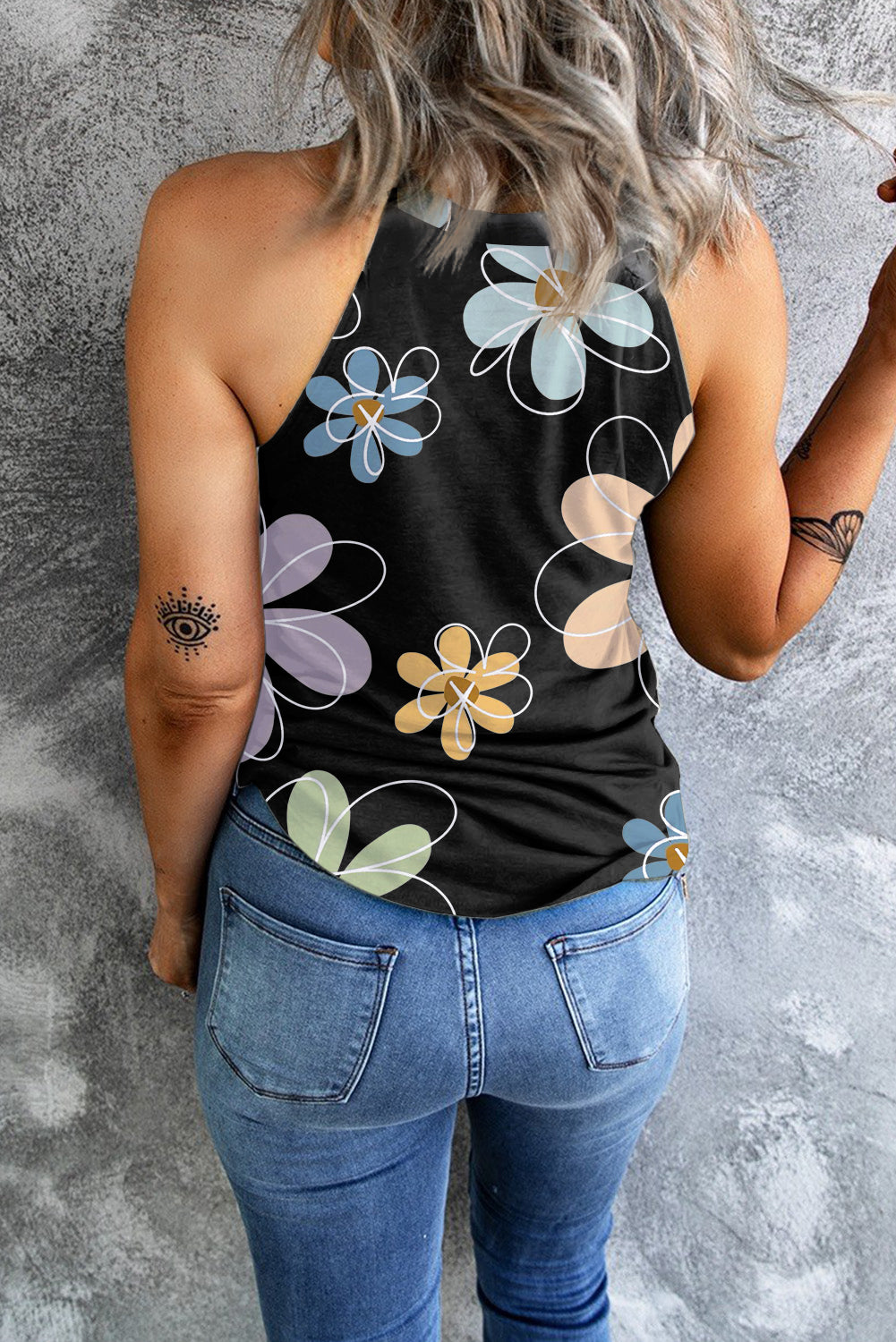 Printed Round Neck Boho Boho Tank Top - Spirit and Rebel [Spirit and Rebel]   