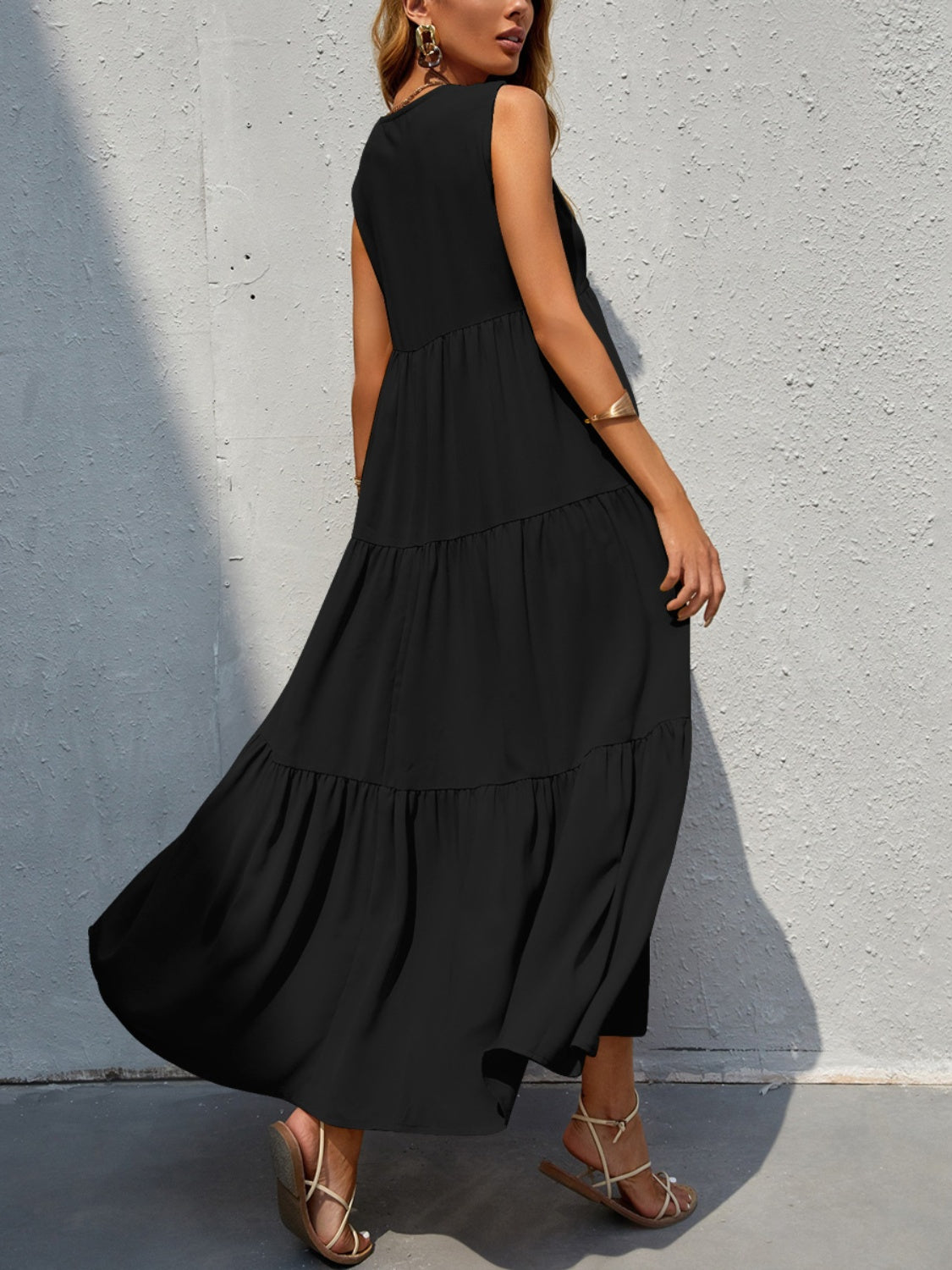 Boho Chic  Tiered V-Neck Sleeve Dress [Spirit and Rebel]   