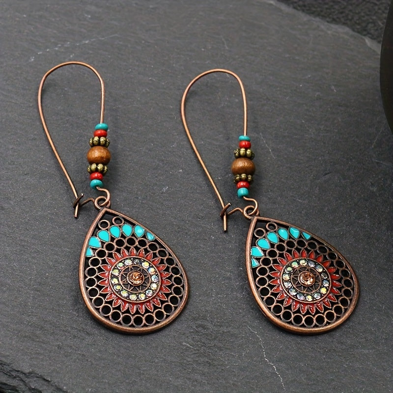 Alloy Oil Drip Beaded Teardrop Earrings [Spirit and Rebel]