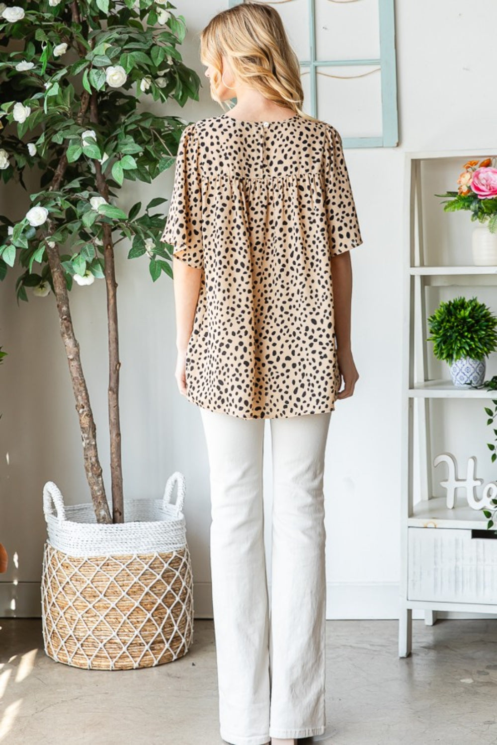 Plus Size Leopard Print Flutter Sleeve Boho Blouse - Spirit and Rebel [Spirit and Rebel]   