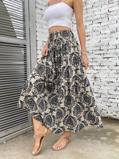 Printed Elastic Waist Maxi Skirt [Spirit and Rebel]   