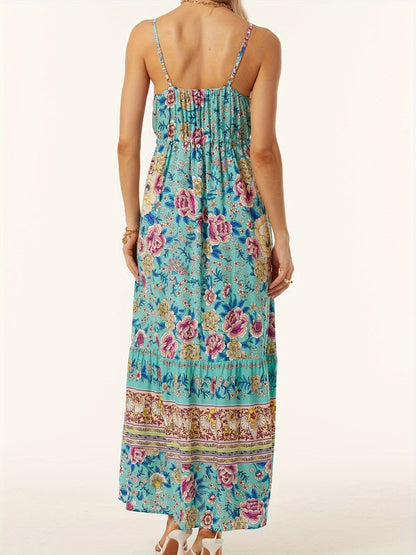 Printed Scoop Neck Midi Cami Boho Dress [Spirit and Rebel]   