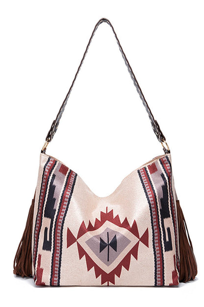 Geometric Canvas Tote Boho Bag - Spirit and Rebel [Spirit and Rebel]   