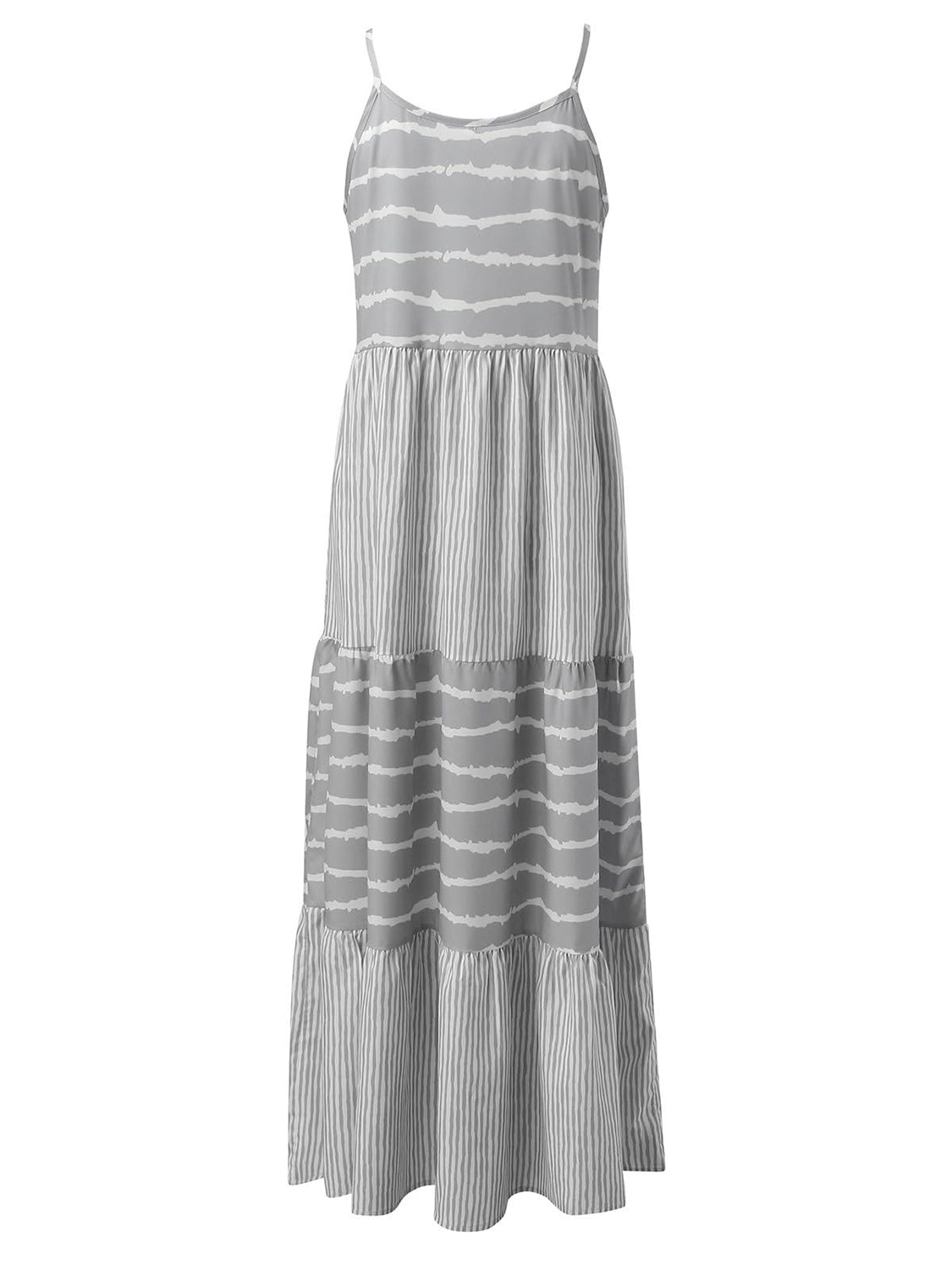 Tiered Striped Sleeveless Boho Cami Dress [Spirit and Rebel]   