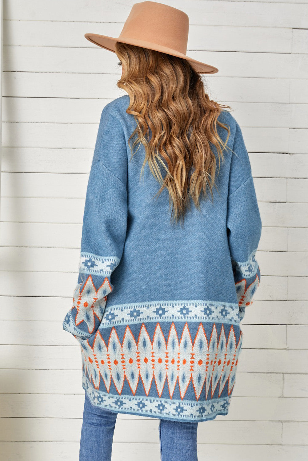 Geometric Open Front Long Sleeve Cardigan [Spirit and Rebel]