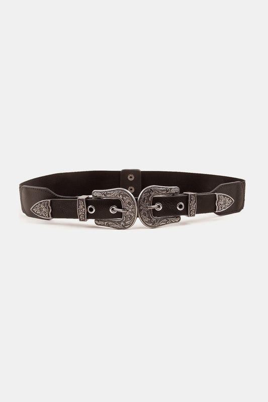 Symmetrical Zinc Alloy Buckle PU Leather Boho Belt - Spirit and Rebel [Spirit and Rebel] Black One Size 