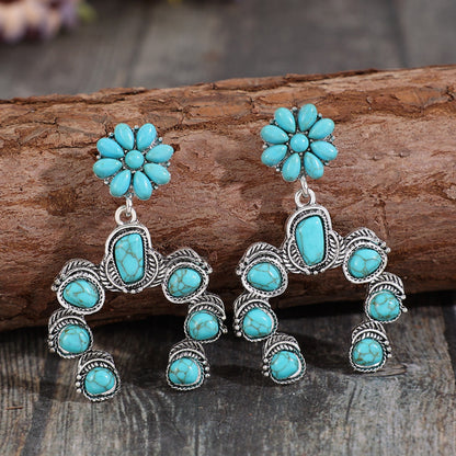 Artificial Turquoise Alloy Dangle Earrings [Spirit and Rebel]   