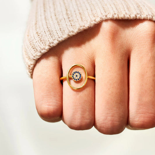 925 Sterling Silver Evil Eye Ring - Spirit and Rebel [Spirit and Rebel] Gold 6 