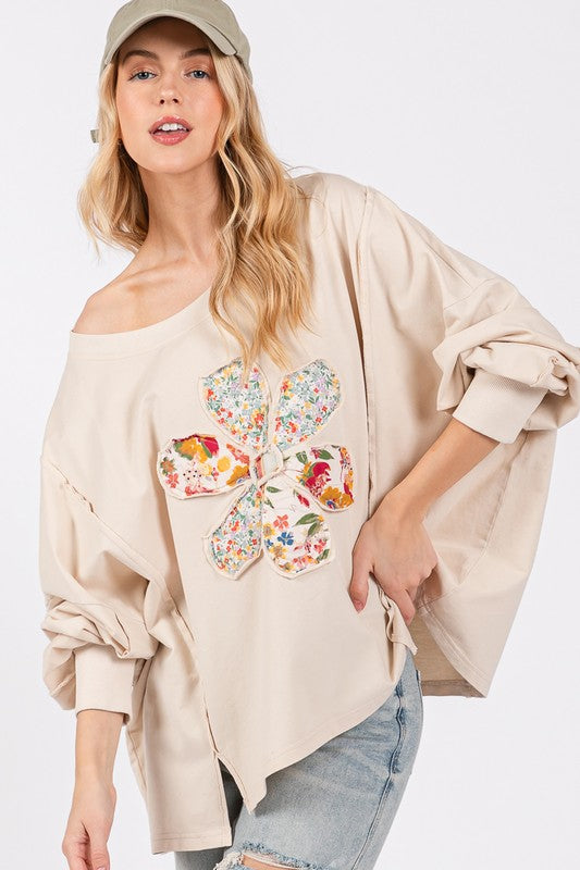 Flower Patch Dropped Shoulder Oversize Top [Spirit and Rebel]