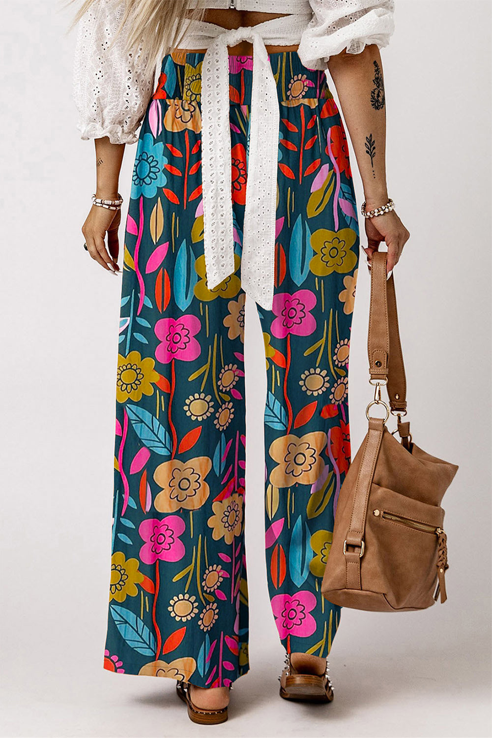 Printed High Waist Wide Leg Pants [Spirit and Rebel]   