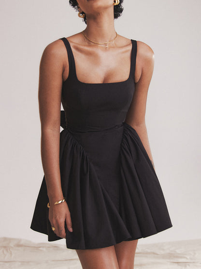 Backless Bow Detail Square Neck Mini Dress [Spirit and Rebel]   