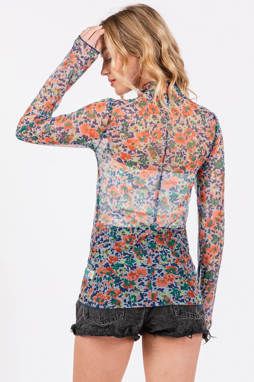 Floral Mesh Long Sleeve Boho Top - Spirit and Rebel [Spirit and Rebel]   