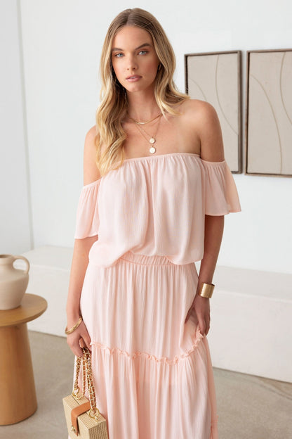 Frill Off-Shoulder Tiered Boho Dress - Spirit and Rebel [Spirit and Rebel]   