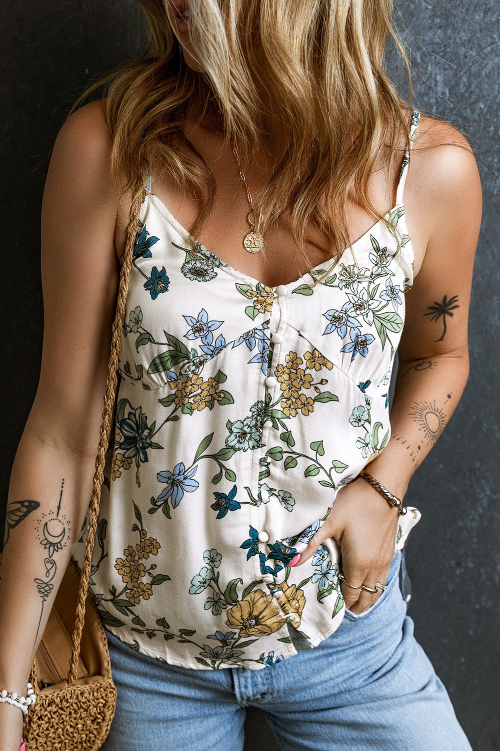 Boho Printed V-Neck Boho Cami - Spirit and Rebel [Spirit and Rebel]   