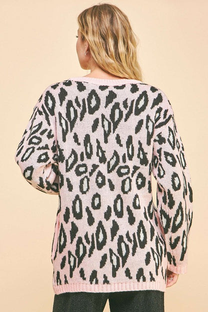 Leopard Ribbon Tie Front Loose Fit Cardigan [Spirit and Rebel]