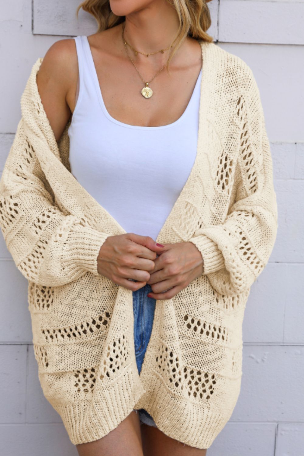 Openwork Open Front Long Sleeve Cardigan [Spirit and Rebel]