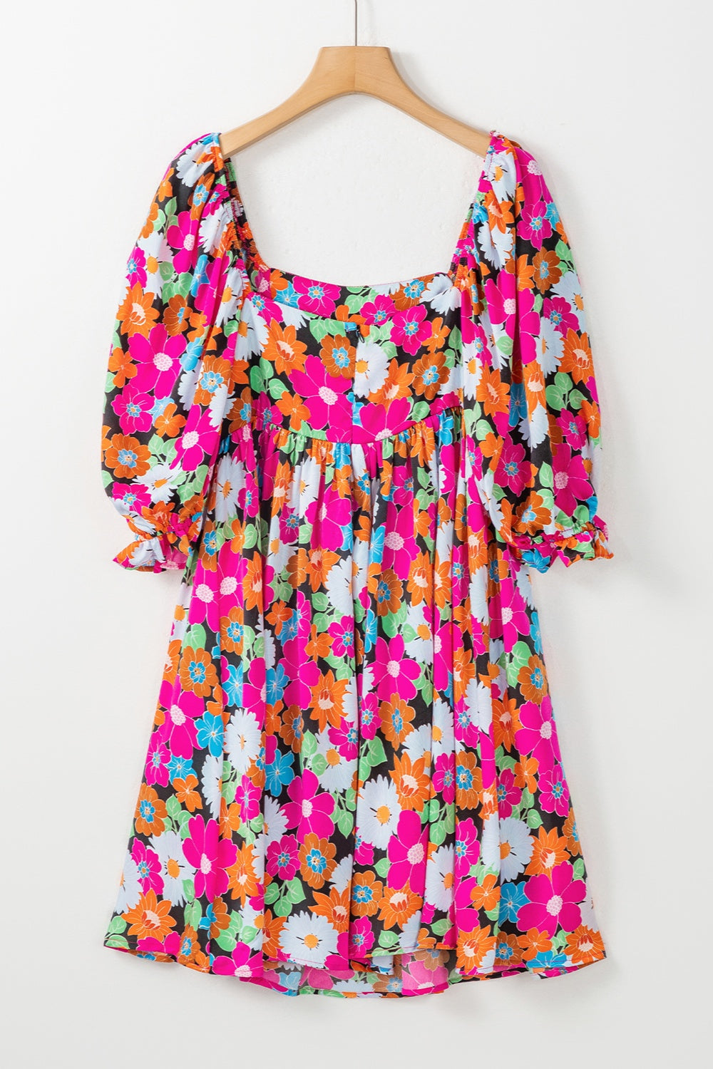 Printed Square Neck Half Sleeve Mini Boho Dress - Spirit and Rebel [Spirit and Rebel]   