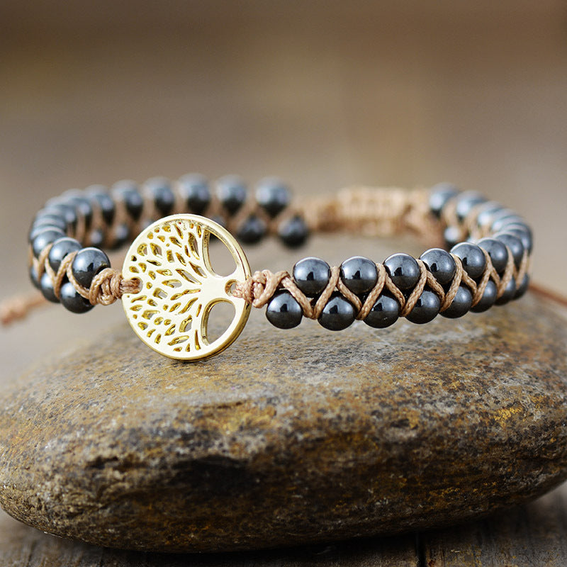 Alloy Natural Stone Braided Bracelet [Spirit and Rebel] Gold One Size