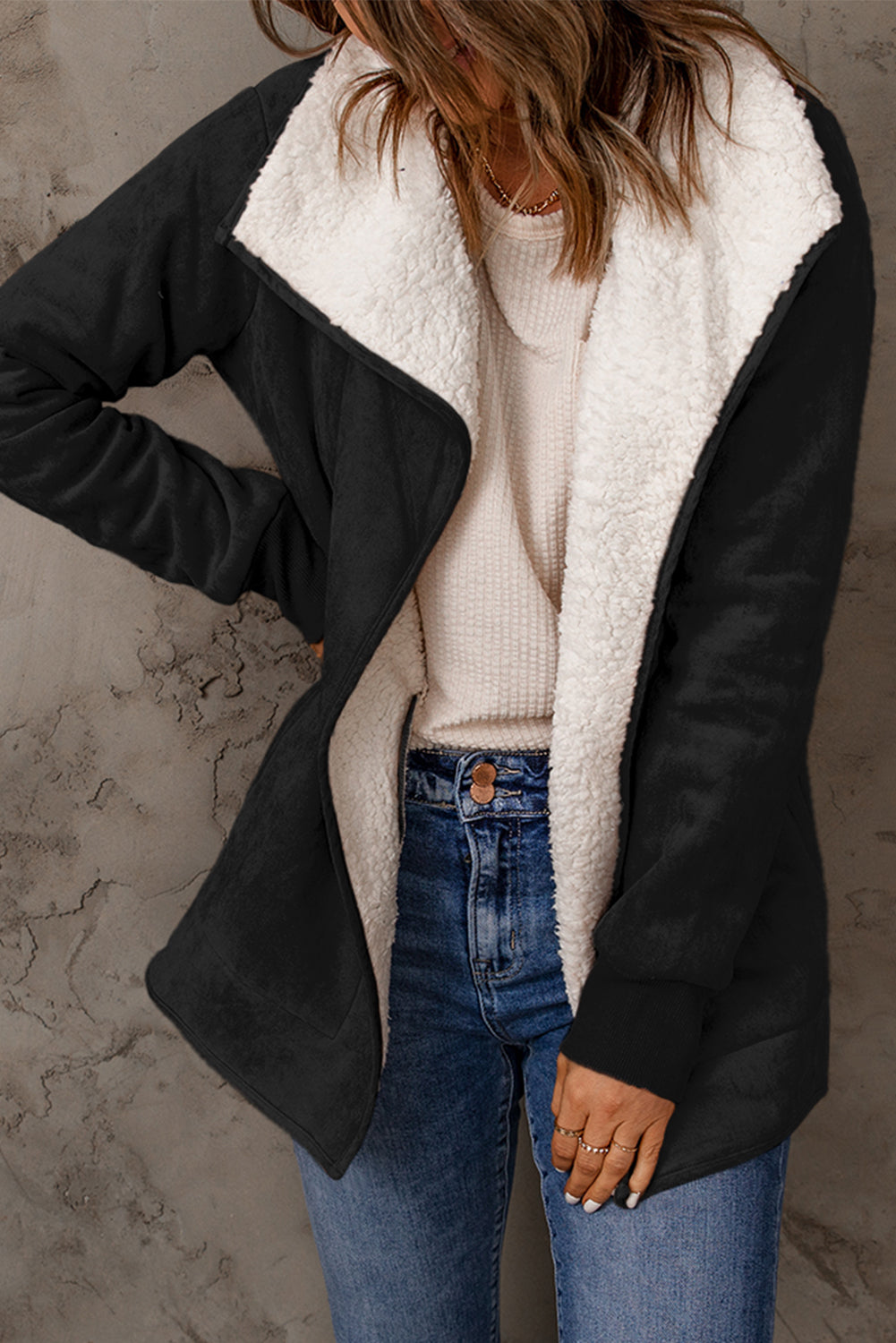 Open Front Long Sleeve Sherpa Jacket [Spirit and Rebel]